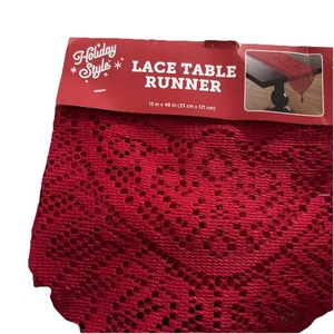 Feiertag Stil Weihnachten Valentinstag Rot Spitze Tischläufer Quasten 13" x 48" T23 - Bild 1 von 3