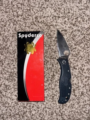 Spyderco LeafJumper 3.09" Cincel Personalizado Molienda K390 Hoja Azul Mango FRN Foto 1 de 4