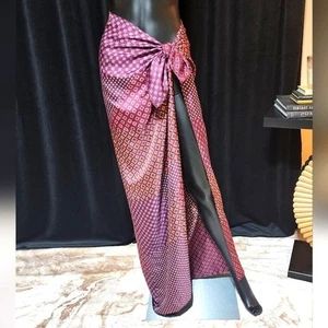 VINTAGE 90S SATIN SARONG WRAP SKIRT MULTICOLOR ONE SIZE - Picture 1 of 5