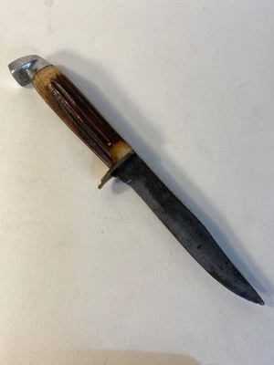 Vintage Bowie Style Hunting Knife Full Tang Bone Antler Handles - Image 1 of 4