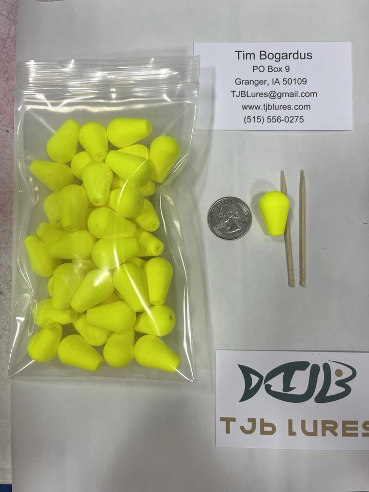TJB LURES Crappie, Bluegill 5/8” Qty 40 Tear Drop Floats Veteran Owned Free Shipping