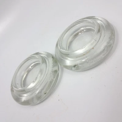 L/2 VTG Clear Glass Caster Cups Furniture Round 2 3/8”- 3/4” Floor Protector - Image 1 of 4