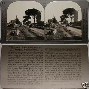 Keystone Stereoview Tombs along Appian Way, Rome, Italy From 600/1200 Set #551 - Picture 1 of 3