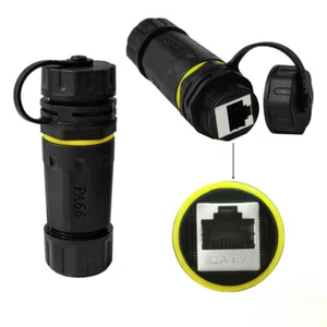 IP68 Waterproof Connector RJ45 Female To Female Coupler for CAT7 Ethernet Cable - Afbeelding 1 van 8