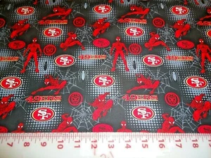 (1/2 iarda) NFL San Francisco 49ers Marvel Spider Man tessuto di cotone (18" x 44") - Foto 1 di 1