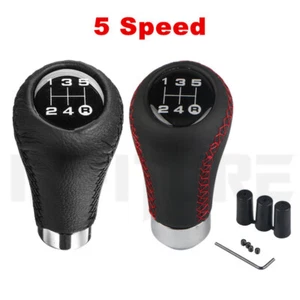 5 Speed Universal Manual PU Leather Gear stick Head Knob Red Black Shift Knob - Imagen 1 de 9