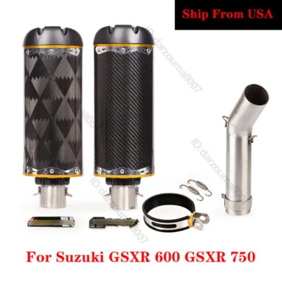 Silenciadores de carbono de tubo de escape de enlace medio deslizables para Suzuki GSXR 600 750 2006-2007 Foto 1 de 4