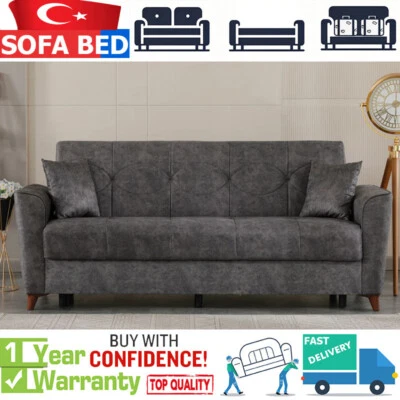 DS STORE Luxurious Modern Turkish Ottoman 3 Seater Sofa Bed with Storage and Cushions