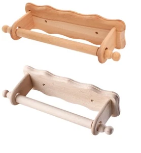 KITCHEN ROLL HOLDER BEECH WOODEN WALL MOUNTED PAPER ROLL TOWEL DISPENSER - Picture 1 of 30