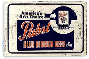Pabst Blue Ribbon Beer Can Metal Sign Pub Bar Decor 8" x 12" - Picture 1 of 5