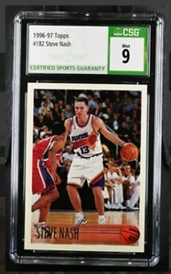1996-97 Topps Steve Nash RC Rookie Card #182 Graded CSG 9 MINT - Suns Nets - Picture 1 of 2