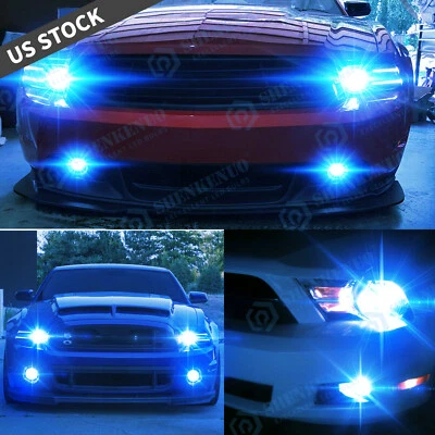 4Pc Ice Blue LED Headlight High/Low + Fog Light Bulbs For Ford Mustang 2005-2012 - Image 1 of 4