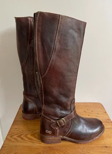 Bed Stu Women's Cobbler Series 6 - 7 Brown Riding Boots Knee High Double Zipper - Picture 1 of 6