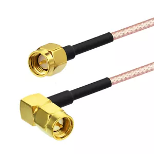SMA Male Plug Straight to Right Angle RG316-D Double Shield Coax Pigtail Cable - Picture 1 of 5