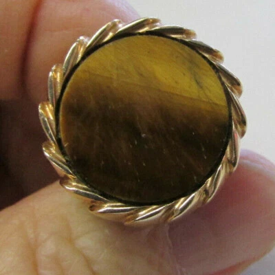 Anillo Ojo de Tigre Unisex Oro 14k Perfecto para Él o Ella Talla 7.5 HACER OFERTA Foto 1 de 4