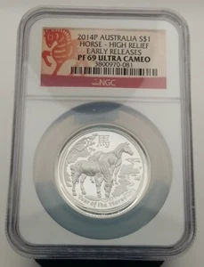2014P Australia S$1 Year of the Horse Early Releases NGC PF 69 Ultra Cameo #3512 - Picture 1 of 4