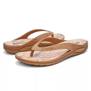 Women Spring Step Contilo Cushioned Flip Flop Thong Sandals - Tan - Picture 1 of 5