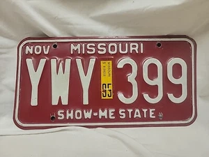 Matrícula de Missouri "Show Me State" 1995 rústica vintage YWY 399 - Imagen 1 de 2