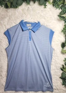 [720] NWT FootJoy Women's Size S Blue Striped Polo 1/4 Sleeve Button Golf Shirt - Bild 1 von 7
