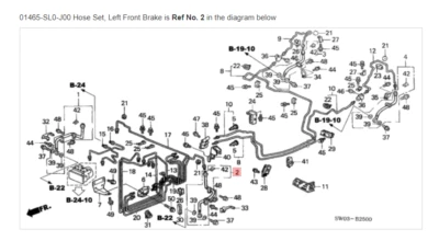Juego de mangueras NSX HONDA ACURA GENUINO OEM, freno delantero izquierdo ☆ 01465-SL0-J00 ☆ Foto 1 de 2