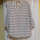 Coldwater Creek Womens 2X Top With 3 4 Sleeves Blue White Striped
