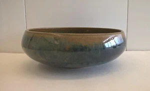 Art Coil Pottery Centerpiece Fruit Bowl Signed MJ? Glazed Round 8.5" Earth Tones - Picture 1 of 17