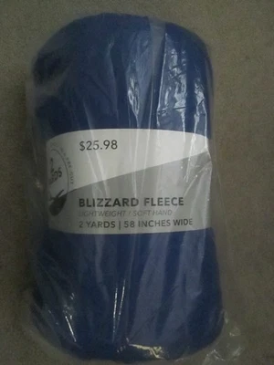 JO-ANN Blizzard Pre-Cut Plush Royal Blue Fleece Fabric - 2 yards x 58" - NEW
