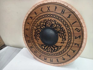 Fully Functional Medieval Wooden Viking Designer Armor Shield Best Handmade Gift - Picture 1 of 5