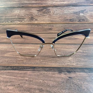 Alain Mikli & Oliver Peoples Women's Cat Eye Glasses Blue Gold 54-17 - Picture 1 of 10