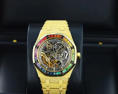 AP Royal Oak 41 mm Doble Balance Esqueleto Esmerilado Arco Iris Oro Amarillo 15412BA.YG Foto 1 de 4