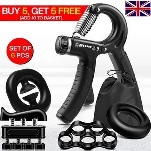 6 PCS ADJUSTABLE HAND GRIP STRENGTHENER WRIST FOREARM GRIPPER POWER EXERCISER UK - Picture 1 of 11