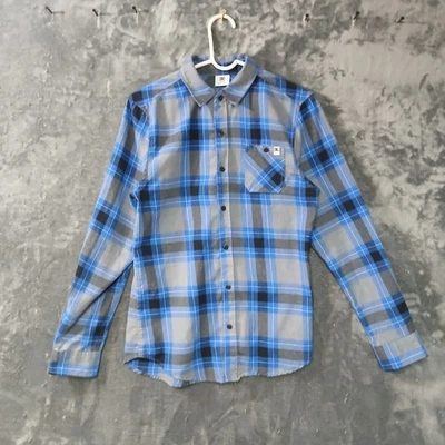DC SHOES SHIRT MENS SMALL BLUE PLAID BUTTON UP LONG SLEEVE SKATEBOARDING - Image 1 of 4