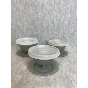Vintage Tupperware Sundae Parfait Dessert Cups Footed Dishes Set of 3 with Lids - Picture 1 of 6