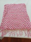 Disney Parks Mickey Mouse oblong scarf pink/white rayon fringe Barbiecore flaws