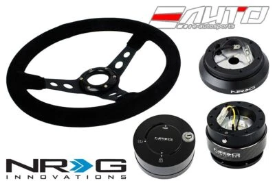 Volante NRG 350mm 3" Profundo BK Gamuza BK St 120H Buje Gen2 Liberación CF Bloqueo LB Foto 1 de 4