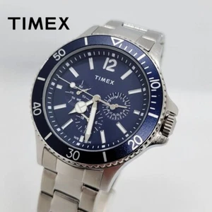 TIMEX TW2U13200 mens quartz watch diver style day date blue dial bracelet strap - Picture 1 of 19