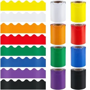 8 Rolls 262.4 Feet Scalloped Bulletin Board Borders Bulletin Boarder Trim Sch... - Picture 1 of 7