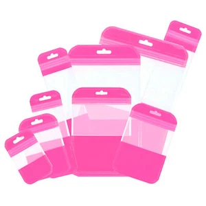 100-200 sacchetti piatti trasparenti e rosa con foro per appendere farfalla sacchetti imballaggio - Foto 1 di 8