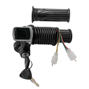 24V Twist Throttle Grips w/ Power Indicator Key Lock For E-Bike Electric Scooter - Picture 1 of 10