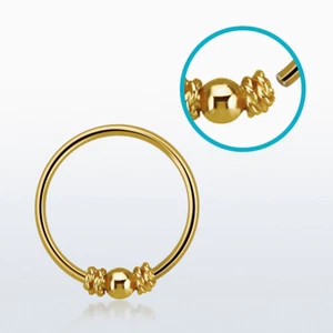 1 Gold Plated Over Silver Nose Hoop Ring Balinese Twist Wire 22g 8mm #HR1 - Picture 1 of 1