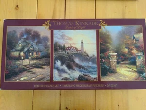 Thomas Kinkade Deluxe Jigsaw Puzzle Set Three 500 Piece Puzzles 1998 - Picture 1 of 6