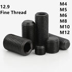 Fine Thread Black 12.9 Steel Hex Socket Set Screws Flat Point Grub Screws M4-M12