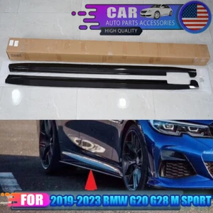 Gloss Black Fits 2019-2023 BMW G20 G28 3 Series M Sport Side Skirts Extension - Picture 1 of 10