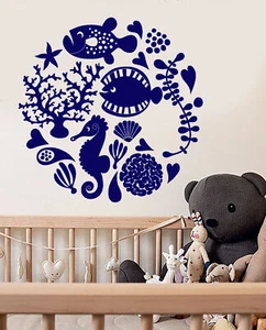 Vinyl Wall Decal Cartoon Fish Aquarium Sea Algae Children's Room Stickers 2723ig - Picture 1 of 3