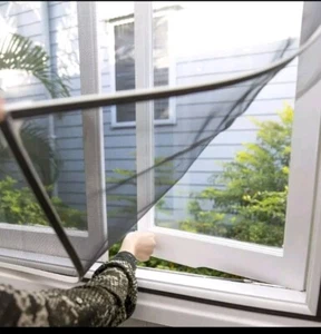 SimpleHome Magnetic Window Screen, Adjustable DIY White Frame Cut To Size New - Picture 1 of 9