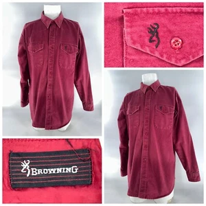 Browning Button-Up Shirt Men XL Maroon 100% Cotton Long Sleeve YGI K4-100 - Picture 1 of 14