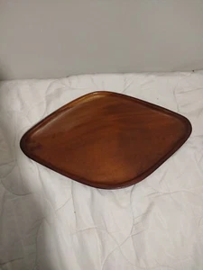 Mid Century Modern Diamond shaped Honduran Mahogany Serving Tray Vintage - Picture 1 of 11