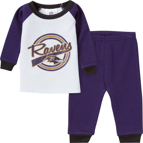 Baltimore Ravens NFL Infant/Baby 2-Piece Team Purple Thermal Pajamas: 0-6 months Cover