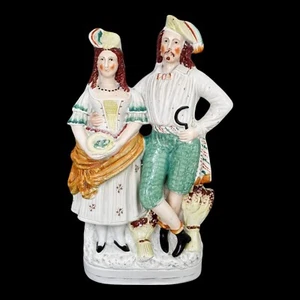 Large Victorian Staffordshire pearlware figure; Albanian farmer and wife harvest - Picture 1 of 15