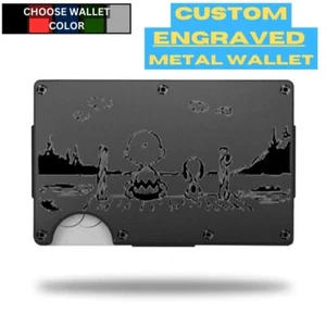 Custom CHARLIE BROWN AND SNOOPY Laser Engraved Wallet - Pick A Wallet Color - Picture 1 of 11